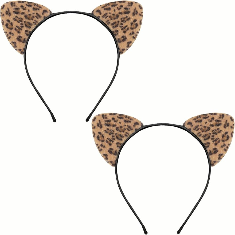 2 Pack Cat Ears Headband, Soft Furry Cat Ear for Women Boys & Girls, Cosplay Par